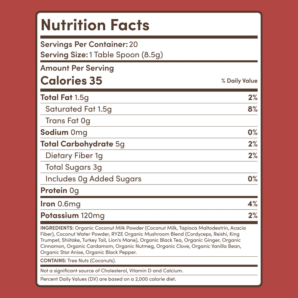 Mushroom Chai (20 Servings) - with an Easy Daily Chai Format